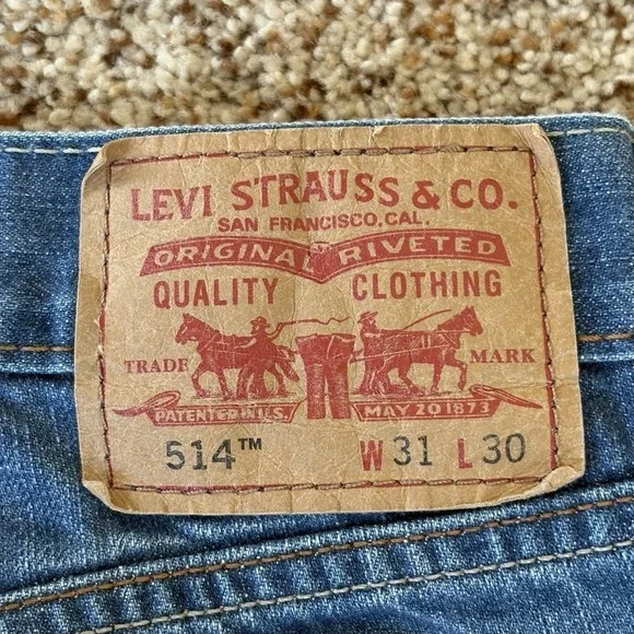 Levi's 514 Slim Straight Jeans Men 31x30 Medium Wash Cotton Zip Fly Pockets - Picture 12 of 16